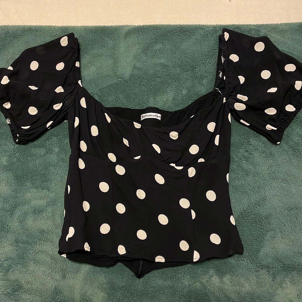 Reformation Polka Dot Cropped Top